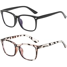 OWL Blue Light Blocking Glasses, 2 Pack Square Adult Computer Use Eyeglasses, Unisex Squared Frame Screen Time Gaming Specs