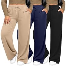 Evervibe 3 Pack Women's Plus Size Wide Leg Yoga Pants, Drawstring Lounge Sweatpants Loose Casual Workout Pants with Pockets