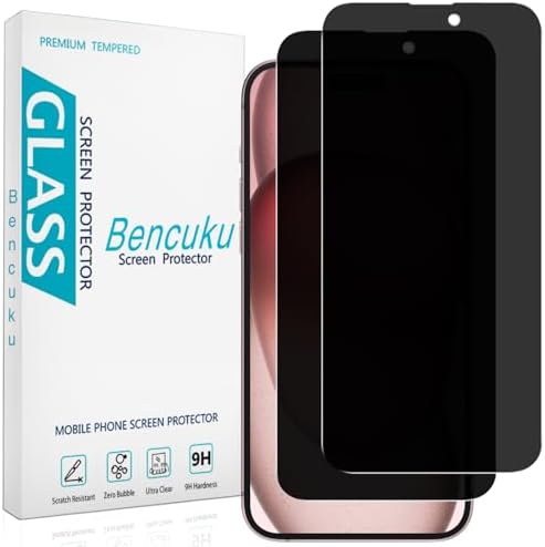 2 Pack Privacy Screen Protector for iPhone 15 6.1 Inch Anti Spy Tempered Glass, Anti Scratch, Bubble Free