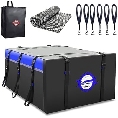 Sailnovo Rooftop Cargo Carrier PVC 20 Cubic Waterproof Rooftop Car Storage Bag with Anti-Slip Mat, 6 Door Hooks Soft-Shell Car Top Carrier for Vehicle