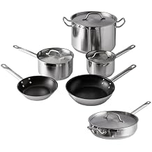 Stainless Steel Pots And Pans Set, Induction Cookware Set With 2 Saucepans, 2 Fry Pans Non-Stick, 5 Qt Saute Pan And 12 Qt Stock Pot, Stainless Steel Cookware Set (10-Piece)