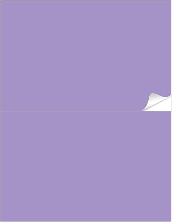 Half-Sheet Printable Shipping Labels- 5 1/2 x 8 1/2- Matte Purple Mailing Labels- Laser/Inkjet Compatible - 50/Pack