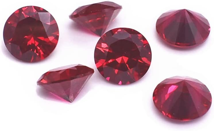 Synthetic Round Brilliant Cut Loose Ruby Mohs 9 Deep Red