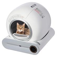 Smart Self-Cleaning Litter Box, White Automatic Cat Litter Box with 1 Roll Garbage Bags, 65L  9L Capacity, App-Controlled, and Odor Removal for Multiple Cats