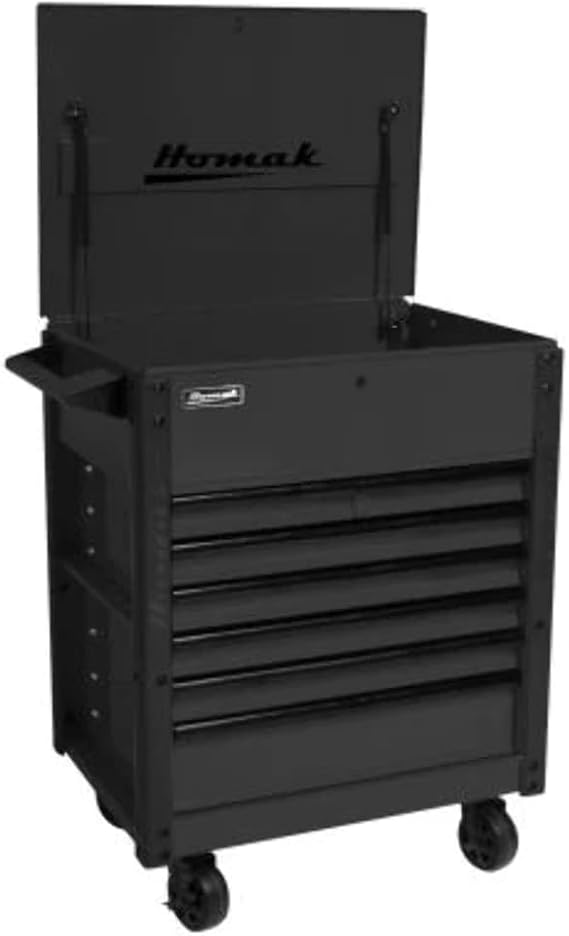 35" 7 Drawer Flip-top Service Cart - Black