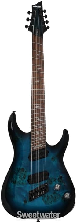 Schecter Omen Elite-7 Multiscale 7-string Electric Guitar - See Through Blue Burst