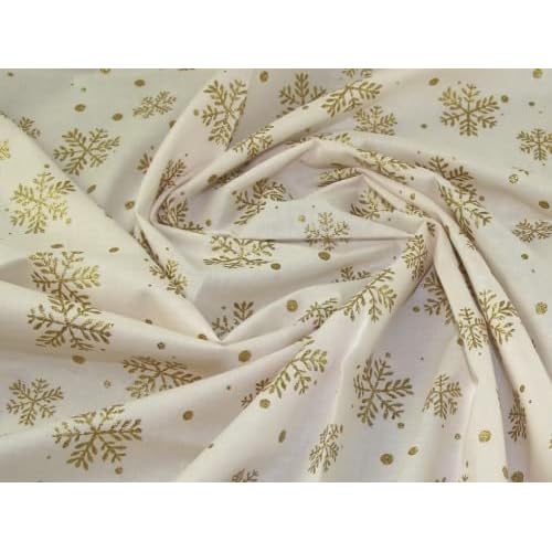 Minerva Crafts Christmas Cotton Fabric Cream - per Yard