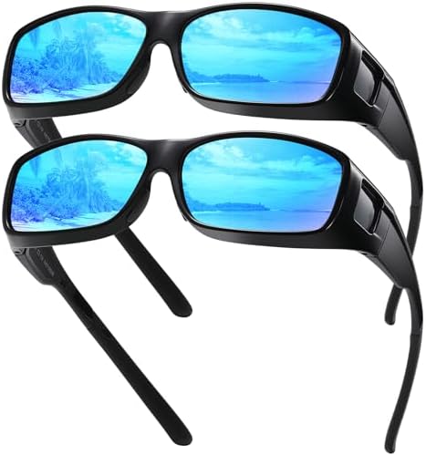 GEGURI Fit Over Glasses Sunglasses for Men Women Polarized, Classic Wrap Around Design Eyewear UV400 Protection