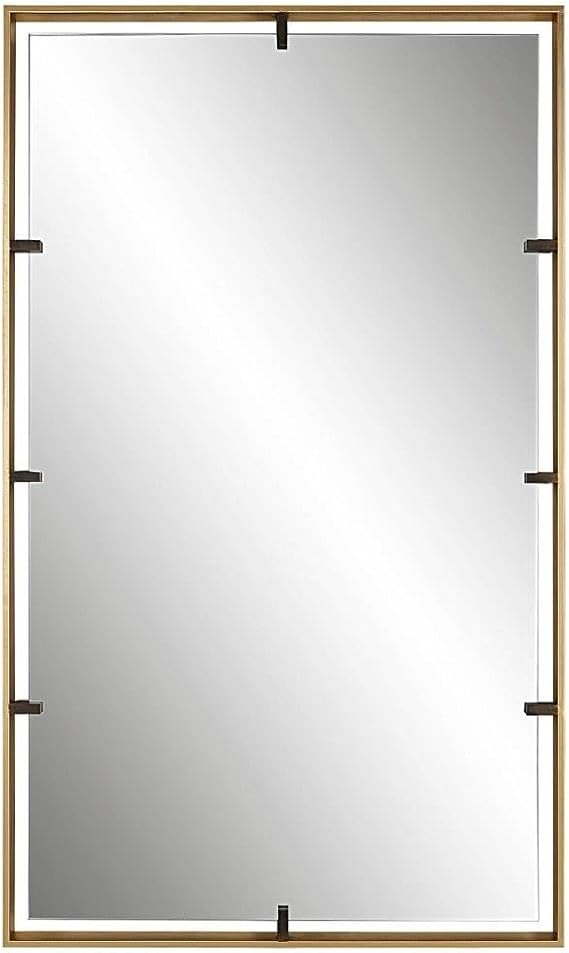 Uttermost Egon Contemporary Iron Metal Wall Mirror in Warm Gold