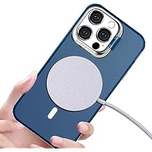 Compatible with iPhone 14PRO Case(6.1") Magnetic/Mag-Safe Phone Case, Camera Metal Invisible Bracket, Frosted Transparent PC+TPU Composite Material Phone case (Blue)