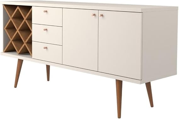 Manhattan Comfort Utopia Sideboard Buffet Stand, Off Off White and Maple Cream