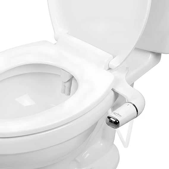 GenieBidet Bidet Attachment for Toilet - Ultra-Slim Hygienic Bidet Attachment For Existing Toilets - Bidet Toilet Seat Attachment with Pressure Controls - Travel Bidet Included (Left Hand Operation)