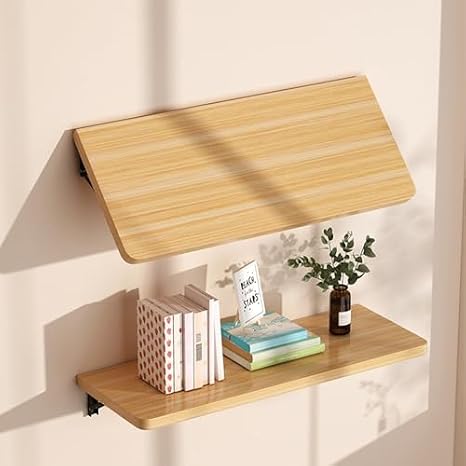 Small Space Wall Mounted Folding Workbench, flip Wall Mounted Table  with Adjustable Steel Bracket, can be Folded Flat, Easy to Install, Suitable for Bedroom,Kitchen, Living Room, balco
