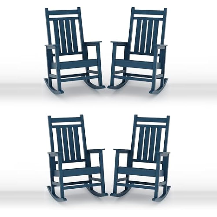 PeakPursuit HDPE Oversized Rocking Chairs for Outside, All Weather Resistant Plastic Rocker, High Back Porch Rocker Chair, Heavy Duty Patio Rocking Chairs