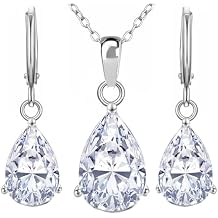 Crystalline Azuria Jewelry Sets for Women Wedding Jewelry Sets Bridal Jewelry Set with Necklace and Earring for Bride Cubic Zirconia Bridesmaid Jewelry