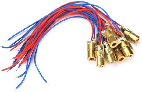 Vktech 10pcs 650nm 6mm 3V 5mW Diode Module Head with Red Dot