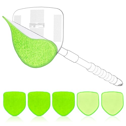 XINDELL 5 Pack Velcro Microfiber Pads 5.7 inch Replacement Heads Cover for Xindell EasyPivot Windshield Cleaner Tools. Washable & Reusable Triangle Pads Green - Handle Not Included