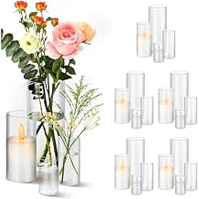 24pcs Clear Glass Cylinder Vases, 4, 6,10,12 inch Tall Hurricane Floating Candle Holder Vase for Centerpieces,Glass Candle Vase Flower Vase for Wedding,Table Shelf,Party,Home Decor,Gift,Bulk Set