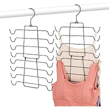 4 Pack Tank Top Hangers Space Saving, Bra Hangers for Closet Organizer, 360 Rotating Metal Bra Organizer with 32 Hooks, Hanging Sport Bras Holder & Storage, Hangers for Tank Top, Black