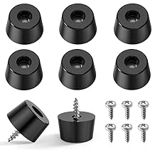 Cutting Board Feet, 8-Pack Non-Slip Soft Rubber Feet Bumpers Kit with Screws and Built-in Stainless Steel Washers for Furniture and Appliances, 0.83" W x 0.39" H Black Ancable