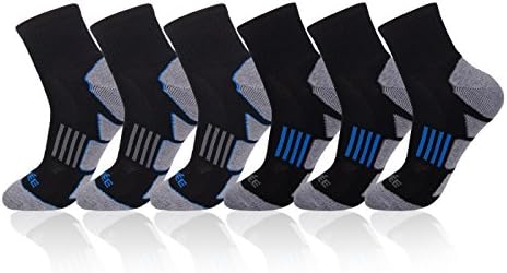 JOYNEE Men's 6 Pack Athletic Performance Cushion Ankle Running Quarter Socks
