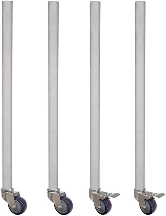 35" Galvanized Steel Table Legs with Locking Casters Set of 4 | Mobile Replacement Legs for Stainless Steel Work Tables | NSF Compatible (35" Legs 4 Pack, Casters)