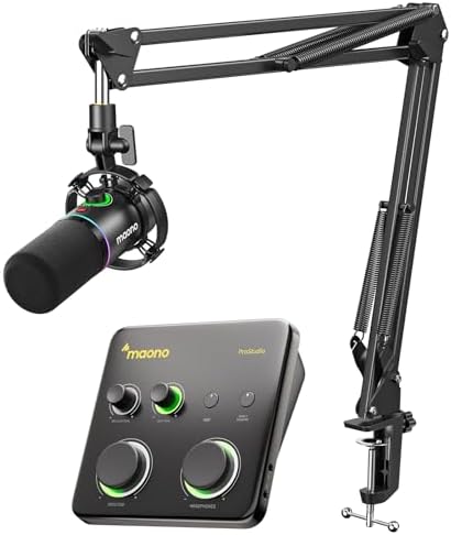 MAONO PD200XS & P1 Studio Recording Equipment Include Interface & Microphone for Create