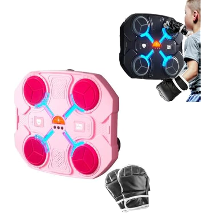 Music Boxing Machine,Wall Mounted Smart Bluetooth Music Boxing Trainer,Wall Target Training Devices for Adult Kid Home Exercises,Electronic Boxing Target Training EquipmentBluetooth Pink
