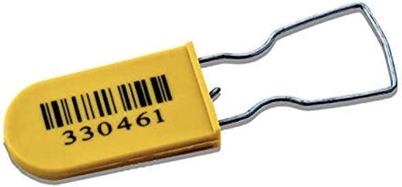 Plastic Wire Padlock A Security Seal, Numbered and Barcode, Yellow Color, 100 pcs. BFSEALS Free & Quick Shipping
