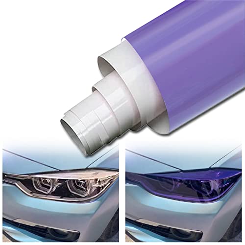 1 Roll Photochromism TPU Headlight Taillight Tint Transparent Turn to Purple Chameleon Self-Adhesive Tail Light Lamp Cover Film Color Change Under The UV 11.81 x 39.37