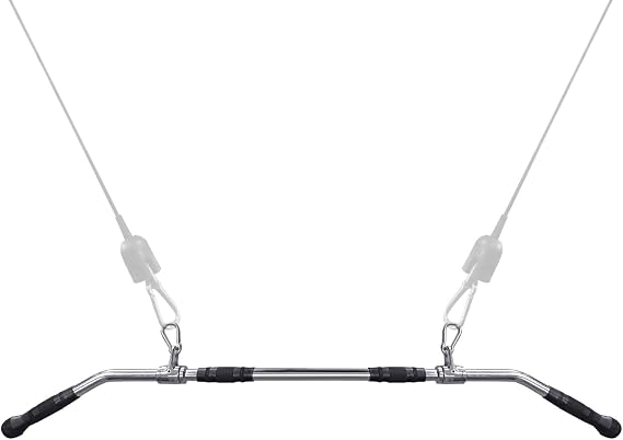 48'' LAT Pull Down Bar: 11.8 Lbs Heavy Duty Pull Down Attachment - Rotating Double Hooks for Dual Pulley Cable Machine - Tricep Press Down Long Bar for Home Gym