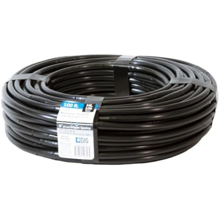 DIG ML-106, 100, 14 MICROLINE Dripline - 6 Spacing, Color Black UV Protected Drip Line