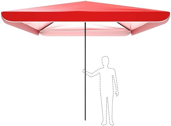 Commercial Rainproof Parasol Two-in-one Patio Umbrella Outdoor Garden Umbrella Large Square Beach Umbrella Suitable for Swimming Pool Shops 3x3M (Red)