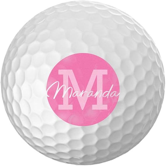 Personalized Golf Balls - Logo Golf Balls - Custom Golf Balls - Monogrammed Golf Balls (12 Balls, Pink Circle)