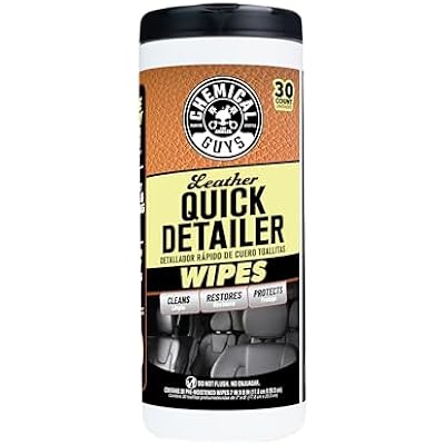 Chemical Guys Leather Cleaning Quick Detailer Wipes Works on Natural, Synthetic, Pleather, Faux Leather and More On The Go Car Care Accessory 30 Ct