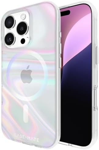 Case-Mate Soap Bubble iPhone 16 Pro Case [Compatible with MagSafe] - Stylish Phone Case with 12ft Drop Protection - Premium Magnetic Cover for iPhone 16 Pro - Iridescent