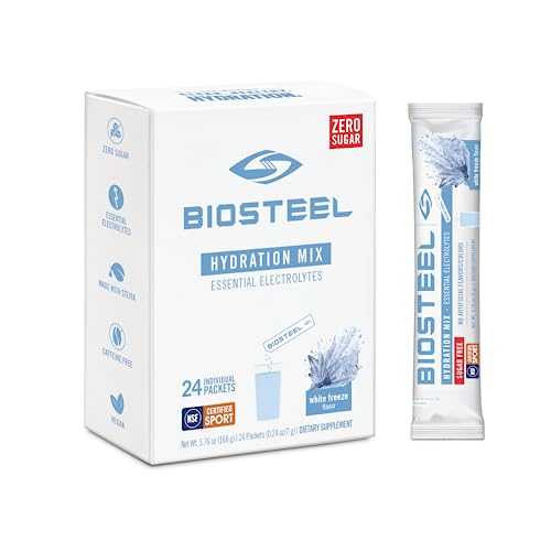 BioSteel Hydration Mix, Sugar-Free with Essential Electrolytes, White Freeze, 24 Single Serving Packets