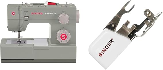 SINGER | Heavy Duty 4452 Sewing Machine, Gray & Side Cutter Attachment Presser Foot, Simutaneously Trims & Hems Edges, Zig-Zag or Overstitch - Sewing Made Easy,White