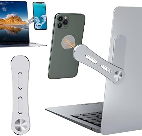 DK177 Monitor Side Cell Phone Holder, Laptop Phone Holder, Adjustable Laptop Side Mount Clip, Laptop Stand Computer Monitor Expansion Bracket, Slim Portable Foldable Smartphone Stand.