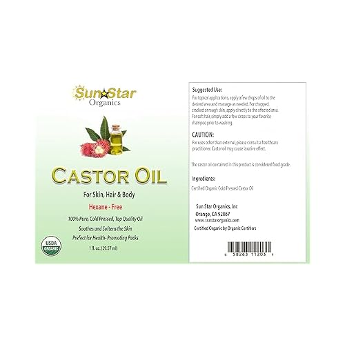 100% Organic Castor Oil Drops 2Pack, Gold