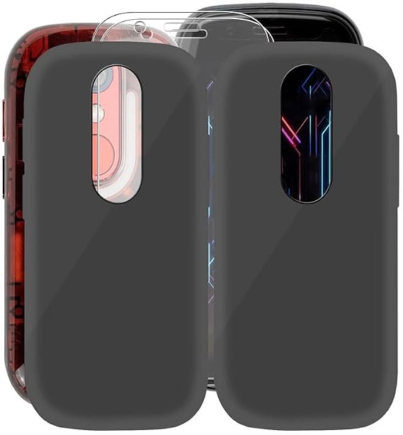 for Unihertz Jelly Star Case, with [ 2 x Screen Protector Tempered Glass Film], Black Soft Silicone Sleeves Shockproof Bumper Protection Case for Unihertz Jelly Star (3.00") - [2 Pack]