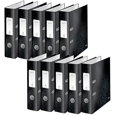 Leitz A4 Lever Arch File, Black, 80 mm Spine Width, Wow Range, 10050095, Design May Vary