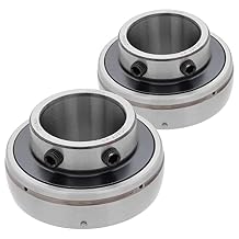 [2-Pack] UC207-23 - Insert Bearing - 1.437 in Bore - 2.835 in Outer Diameter - 1.689 in Width - 0.787 in Outer Ring Width - Set Screw Locking Collar, Double Sealing, Relubricable