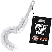 Brushtech Coffee Pot Cleaning Brush - Curved Design for Deep Clean Coffee Pot Care with Soft Bristles, Comfortable Handle, No-Soap Scrubbing Action Made in The USA