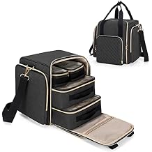 LUXJA Travel Makeup Bag with 4 Inner Removable Cases, Large Cosmetic Bag with Multiple Storage Sections (Patent Design, Bag Only), Black