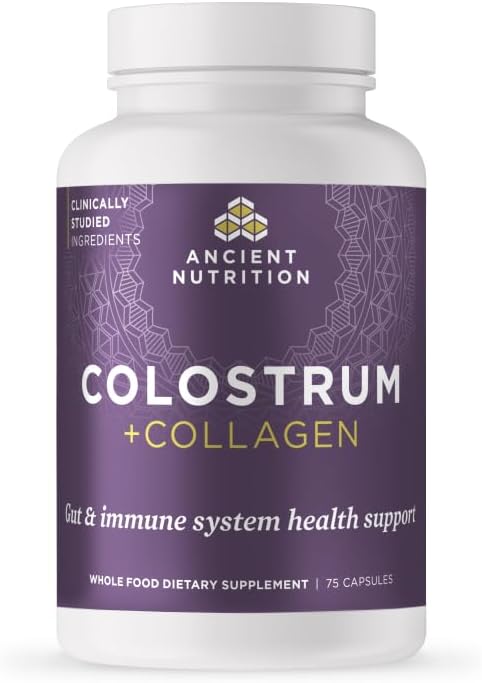 Ancient Nutrition Grass Fed Bovine Colostrum Superfood + Collagen Capsules