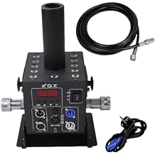 Stage Fog Machine, with 12x RGB LED Lights, DJ Equipment Jet Machine, Digital Fogger Smoke Cannon, DMX512 Control, 180 Swing, 20ft Hose, 2 Connectors, for Concert Club Party Wedding