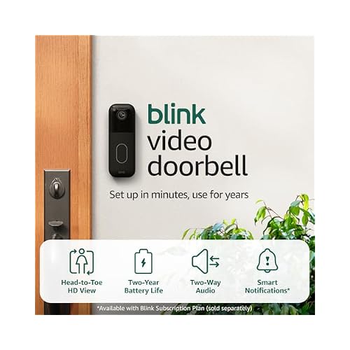Blink Video Doorbell Head-to-toe HD view, two-year battery life, and simple setup. Required Sync Module not included Add-On (Black)
