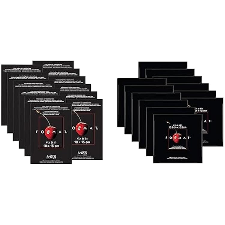 MCS Format Picture Frames, Black, 4 x 6 and 4 x 4, 12-Pack