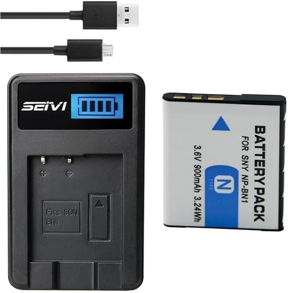 Battery + Charger for Sony Cyber-Shot DSC-W800, DSC-W810, DSC-W830 Digital Camera